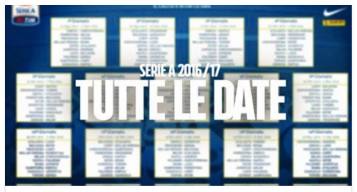SERIE A 2016-17: TUTTE LE DATE DEL PROSSIMO CAMPIONATO ITALIANO - 17/05/2016